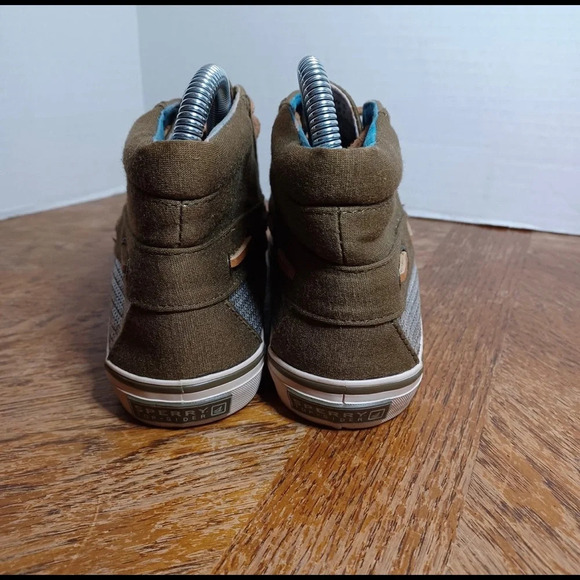 Sperry Womens Top-Sider Shoes Sz 5.5 Sequins Olive Green Hightops Lace Up. - Picture 7 of 9